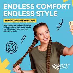 Close-up of HOYOLS clear hair ties showing flexibility and strength