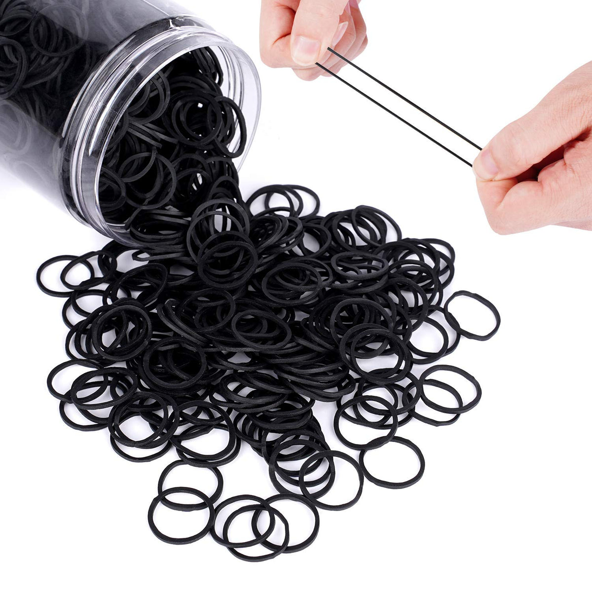 Close-up of HOYOLS Small Black Rubber Bands showing texture