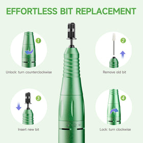 Close-up of HQMPHQ Nail Drill twist-lock bit system