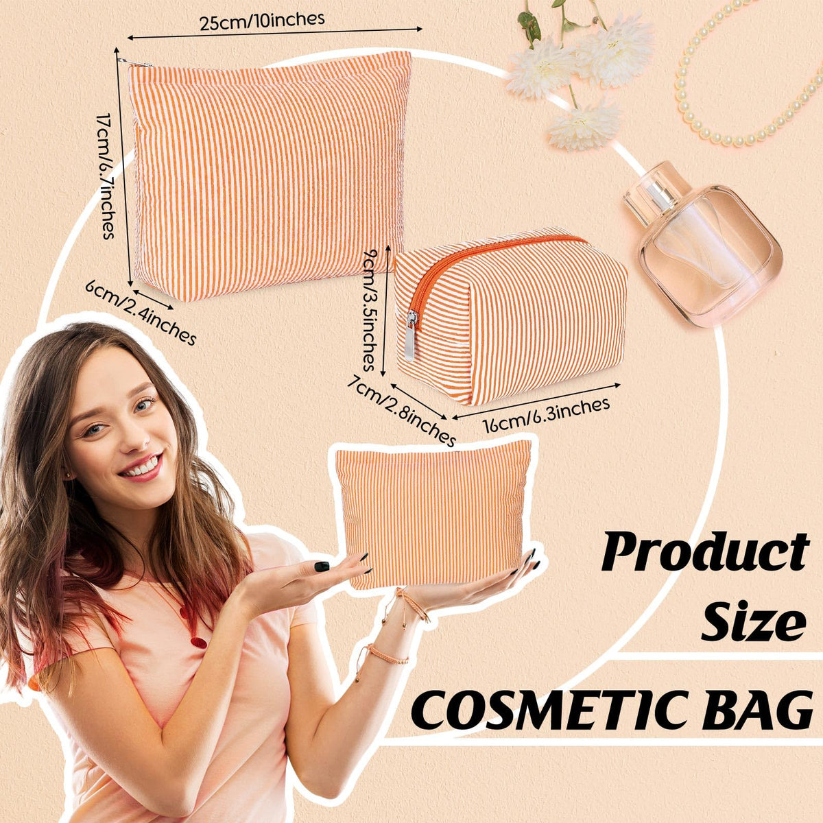 Close-up of Huhumy makeup bag's seersucker texture