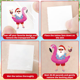 Close-up of Huskein Summer Christmas Temporary Tattoos application process