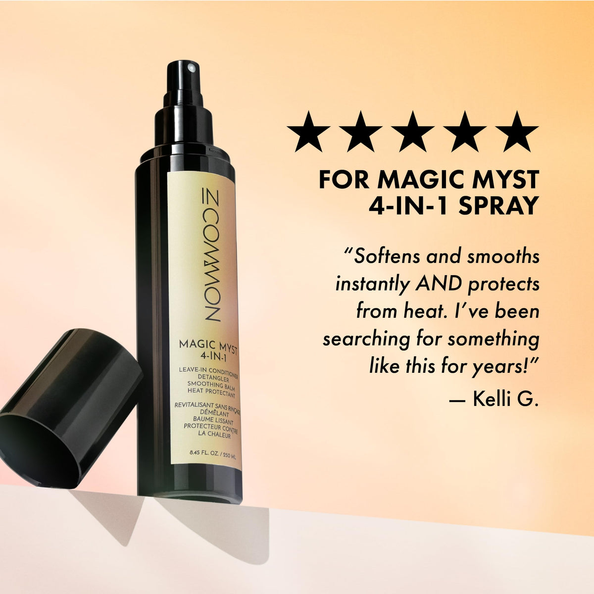 Close-up of IN COMMON Magic Myst 4-in-1 Spray mist application