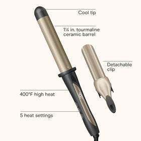 Close-up of INFINITIPRO Curling Wand detachable clip feature