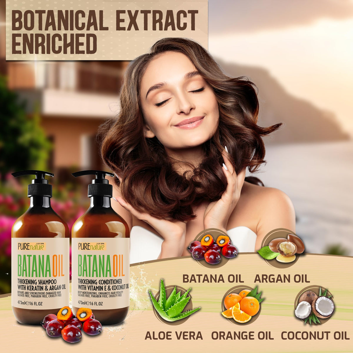 Close-up of ingredients list on Batana Oil Shampoo bottle