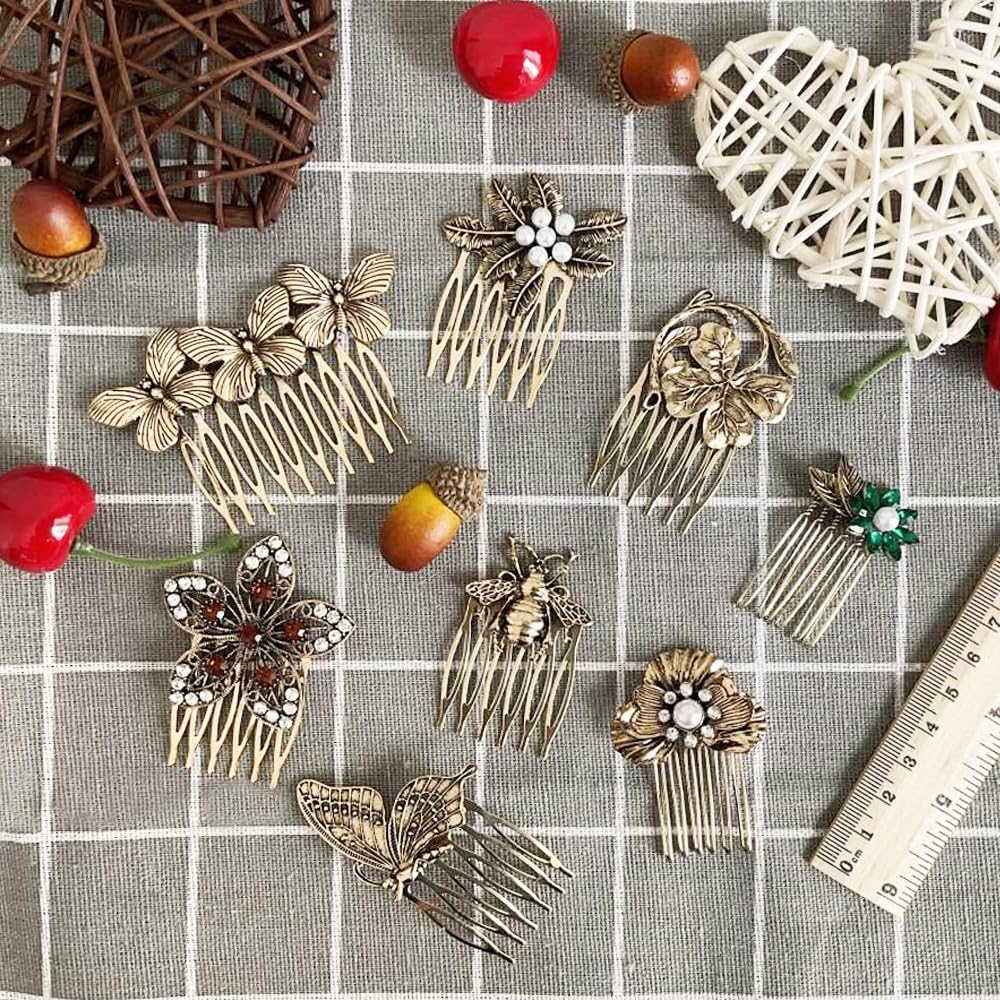 Close-up of INLAZTIM Vintage Hair Side Comb with rhinestones
