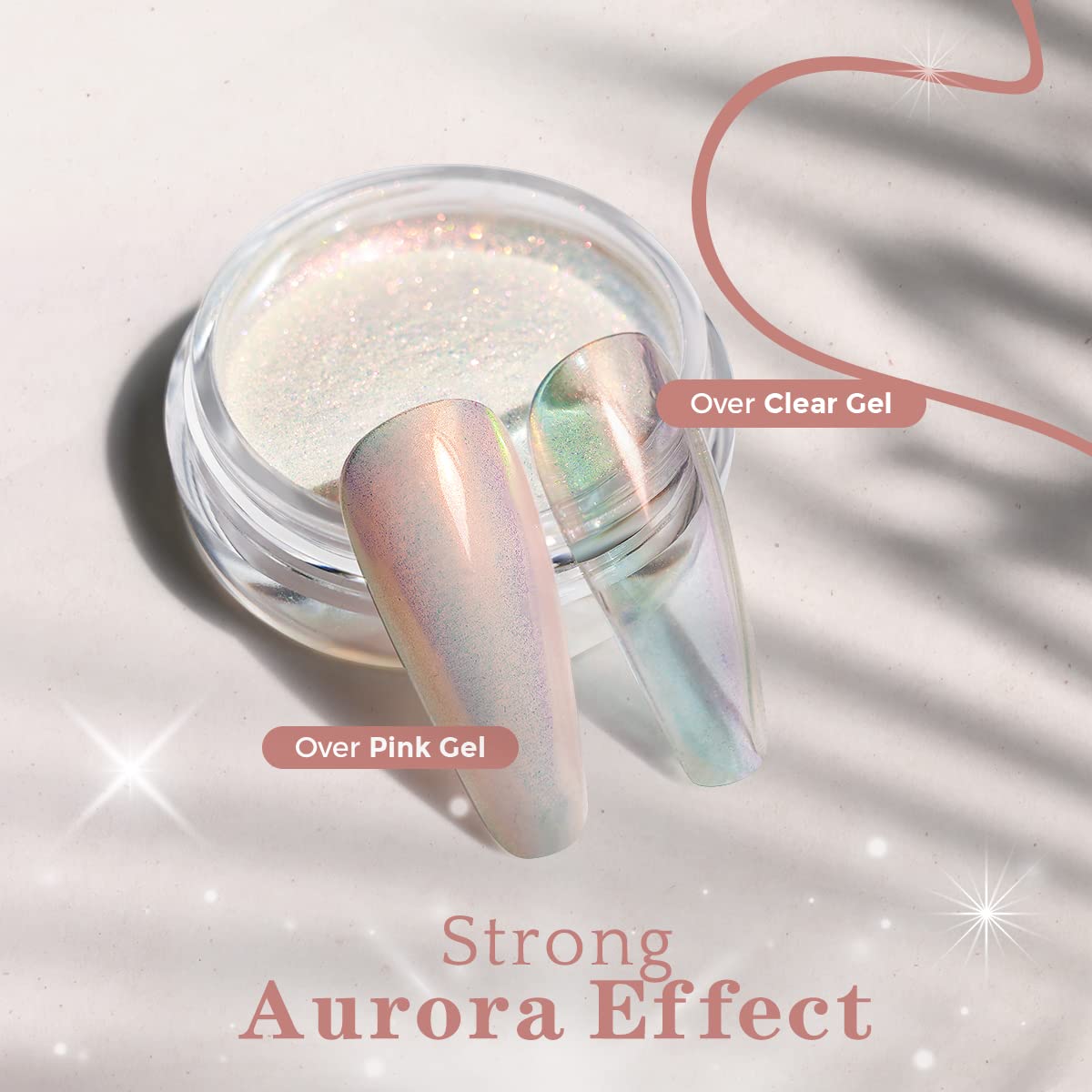 Close-up of iridescent effect of Pretty Diva Nail Powder