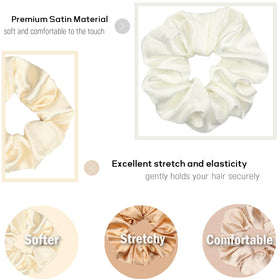 Close-up of IVARYSS Satin Scrunchies showing soft satin texture