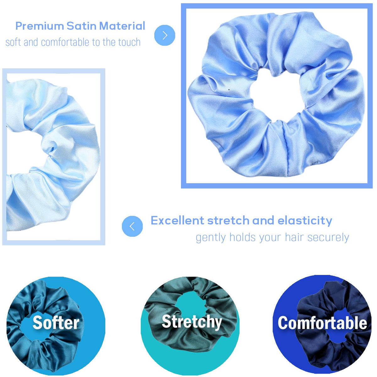 Close-up of IVARYSS Satin Scrunchies showing soft texture