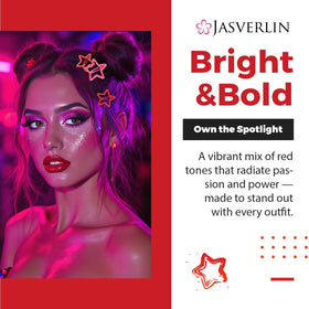 Close-up of JASVERLIN glitter red star hair clips