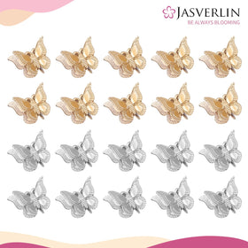 Close-up of JASVERLIN Mini Butterfly Hair Clip in silver