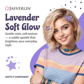 Close-up of JASVERLIN star hair clips showing purple finish