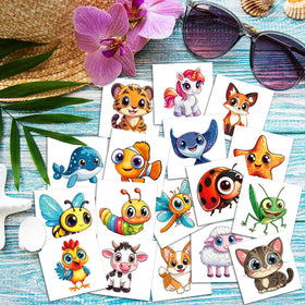 Close-up of JCFIRE 2-inch animal temporary tattoos