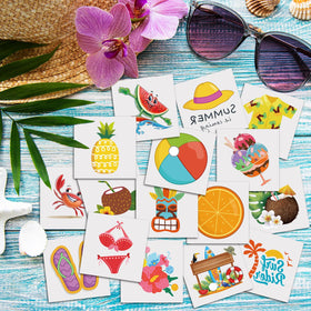 Close-up of JCFIRE tropical themed temporary tattoos