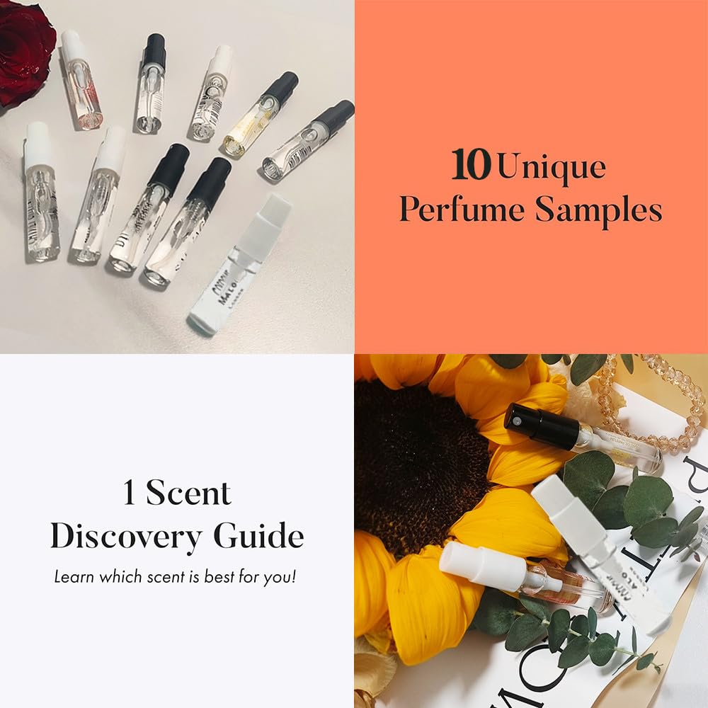 Close-up of Jendfert fragrance sample vials with labels