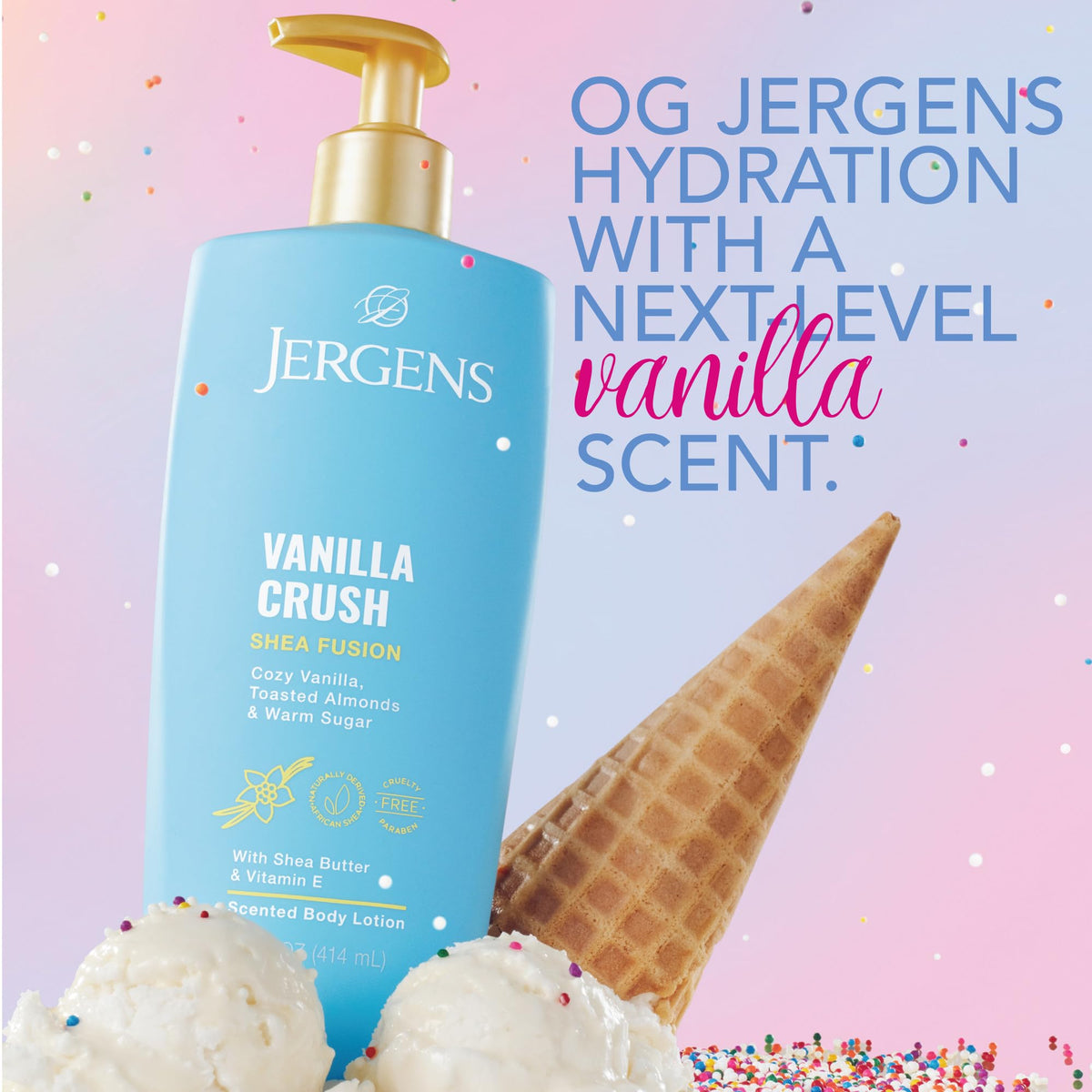 Close-up of Jergens Shea Fusion Vanilla Crush Body Lotion texture