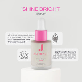 Close-up of JESS BEAUTY Shine Bright Serum pump dispenser