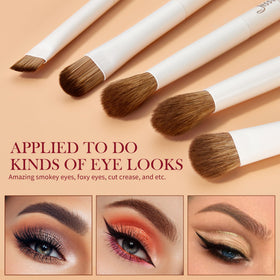 Close-up of Jessup makeup brushes with vegan synthetic bristles