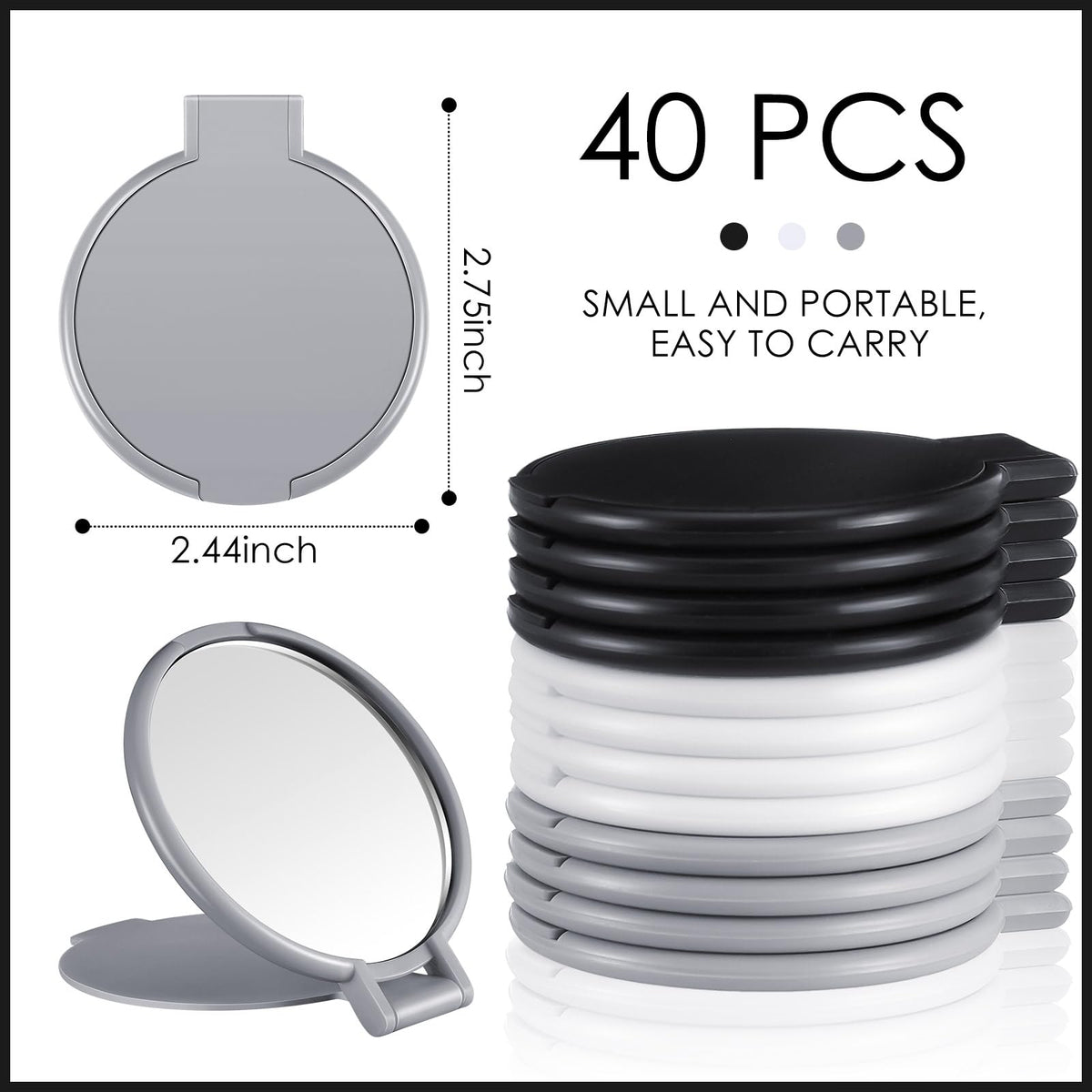 Close-up of Jetec mini folding mirror in black