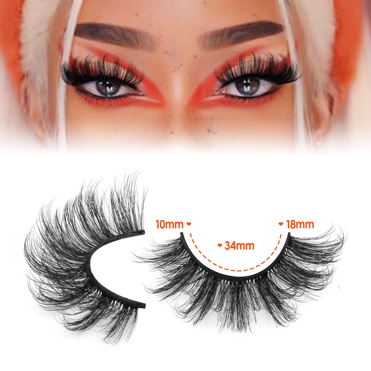 Close-up of JIMIRE Fluffy Dramatic False Eyelashes 18MM