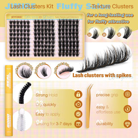 Close-up of JIMIRE fluffy lash clusters in various lengths