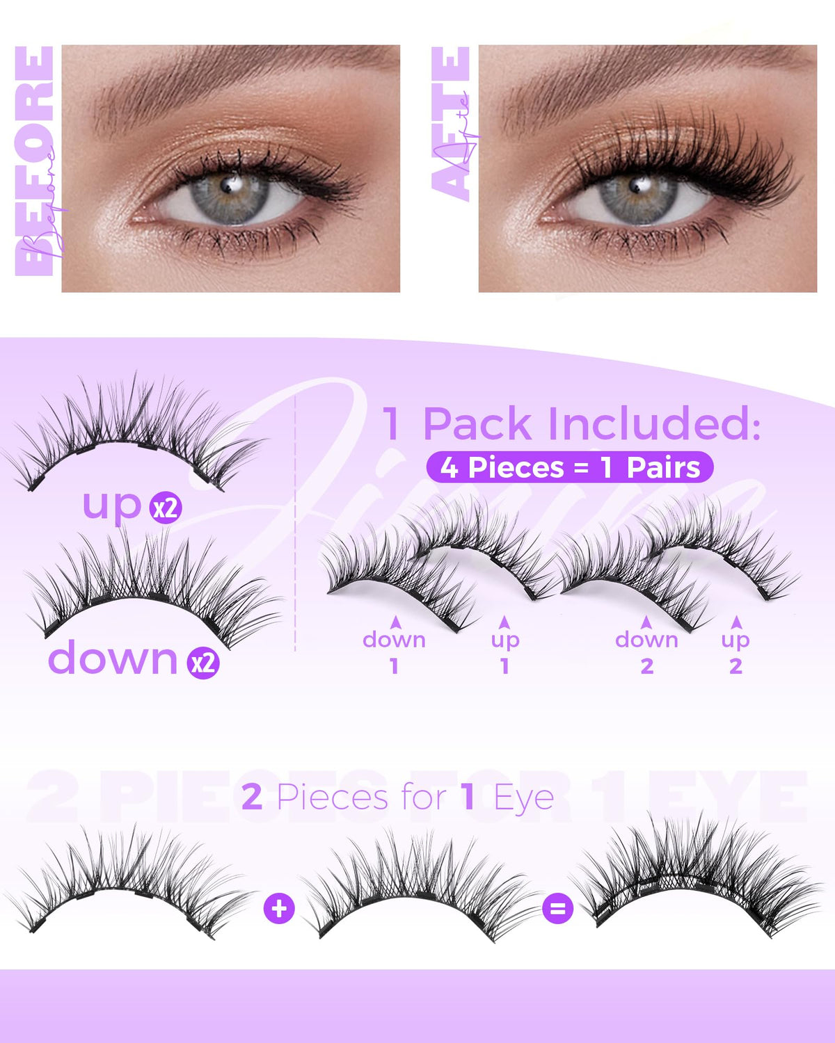 Close-up of JIMIRE Magnetic Eyelashes showing magnetic design
