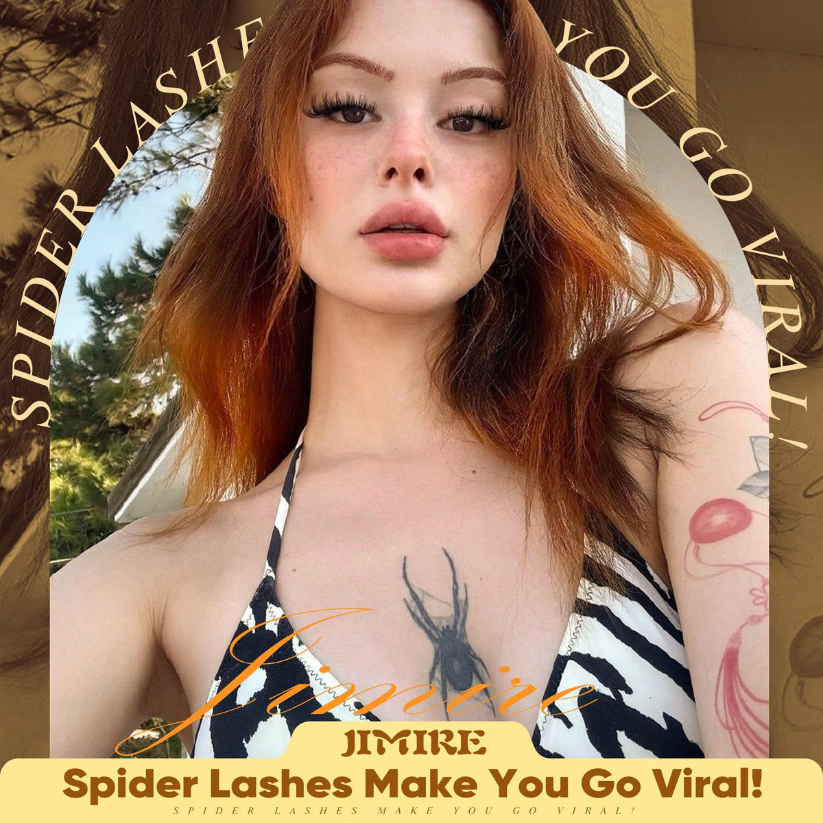 Close-up of JIMIRE Spider Lash Clusters on a model's eyes