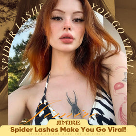 Close-up of JIMIRE Spider Lash Clusters on a model's eyes