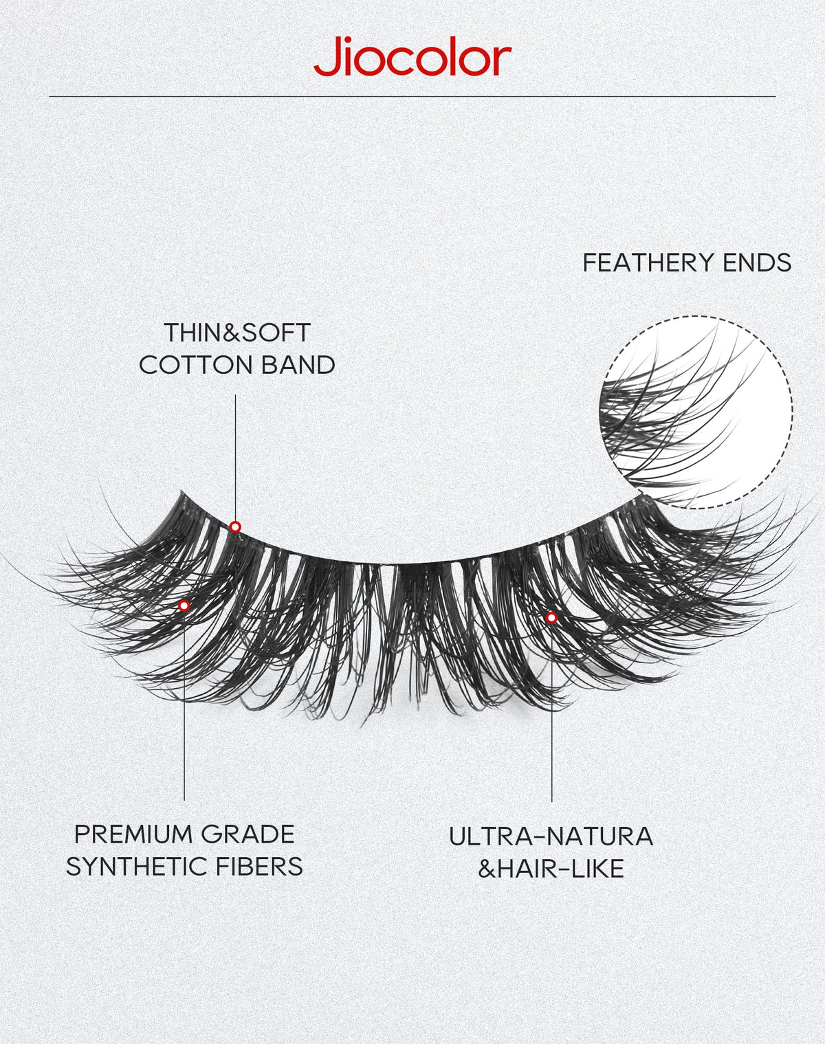 Close-up of Jiocolor 14mm false eyelashes showing natural look
