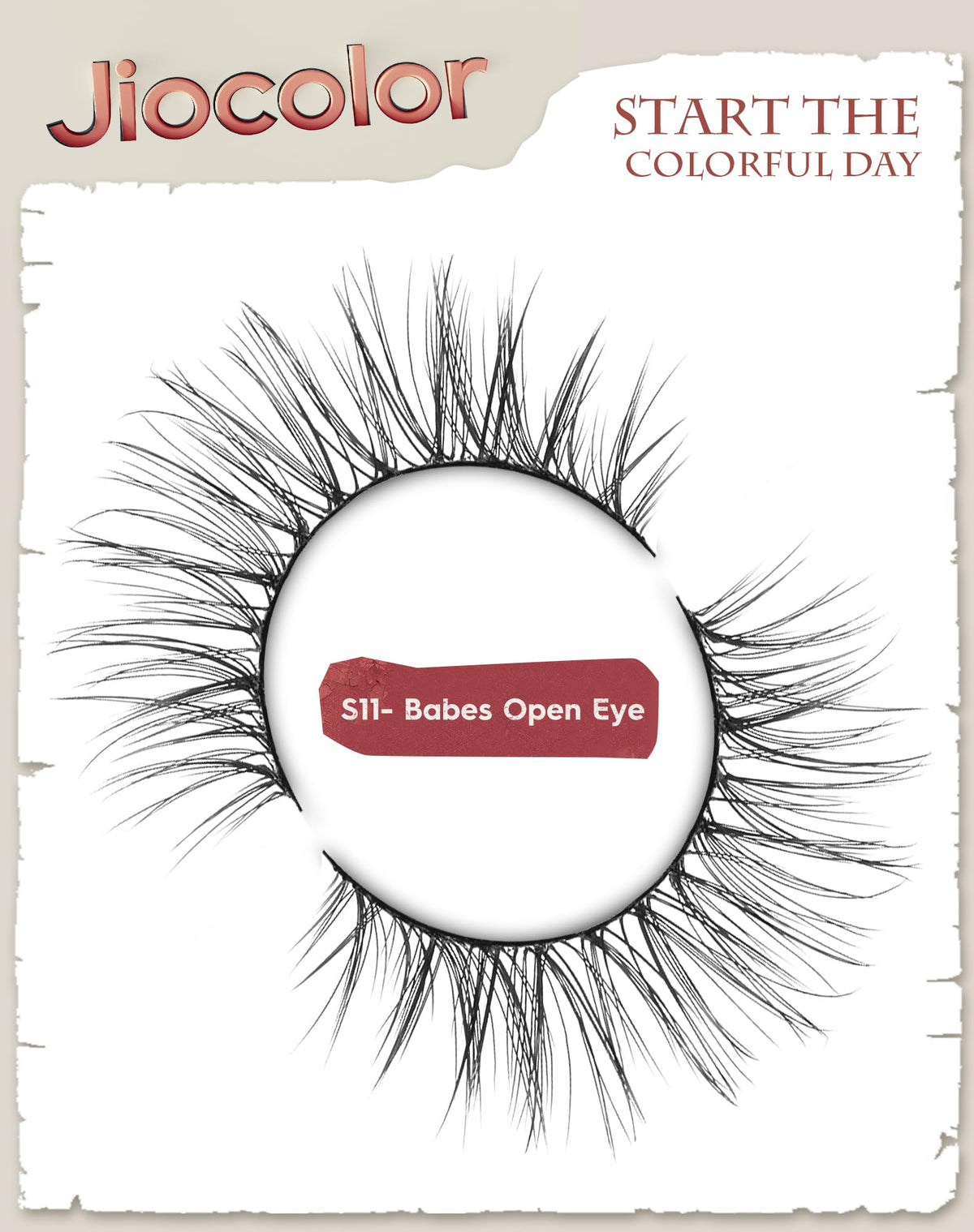 Close-up of Jiocolor Short Wispy False Lashes showing thin band