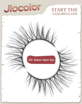 Close-up of Jiocolor Short Wispy False Lashes showing thin band