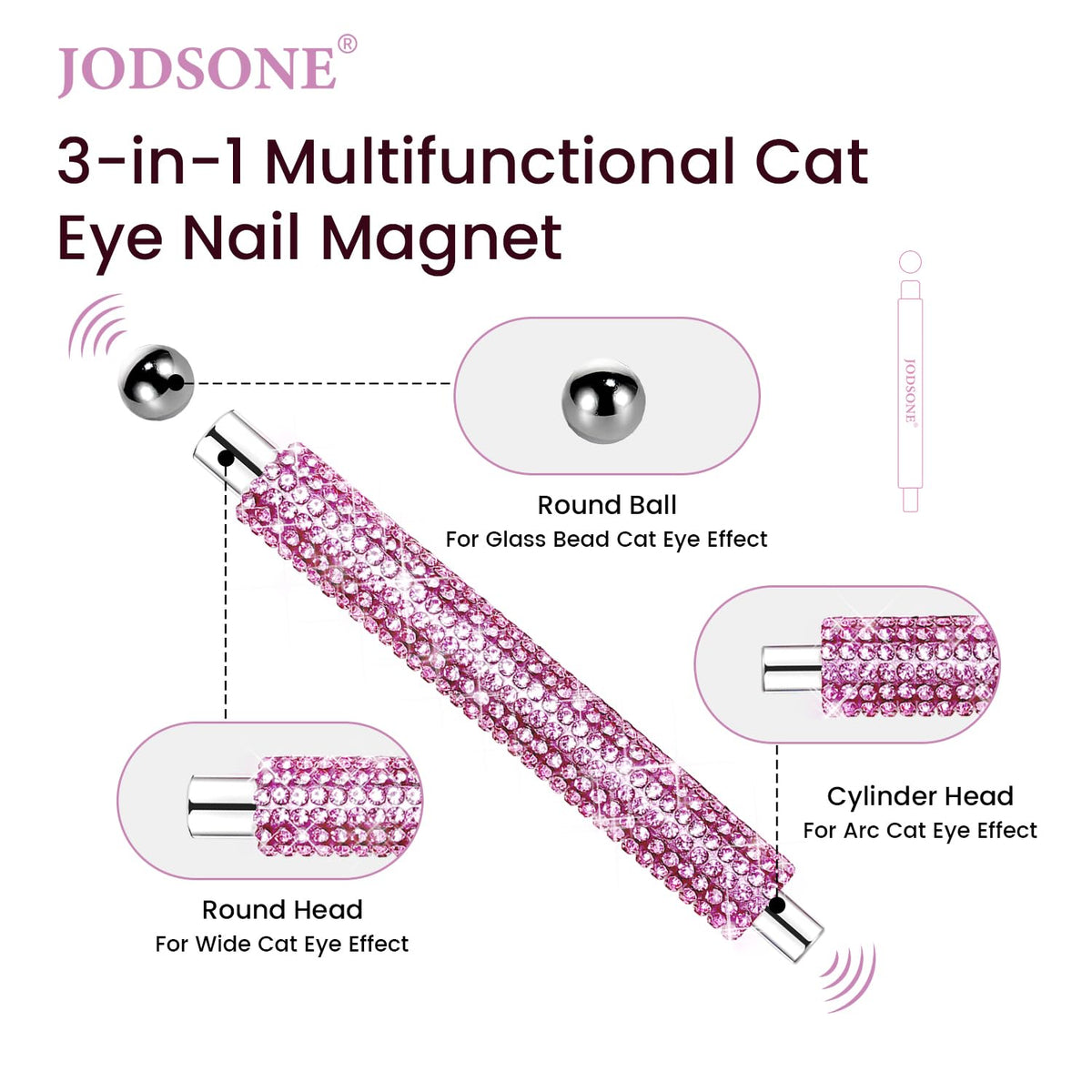 Close-up of JODSONE Cat Eye Magnet Tool showing 3-in-1 design