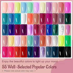 Close-up of JODSONE gel nail polish bottles in various colours