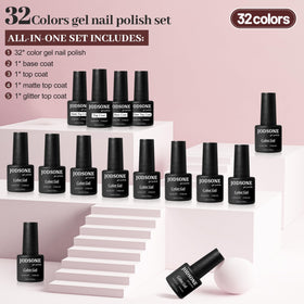 Close-up of JODSONE gel polish bottles in various colours