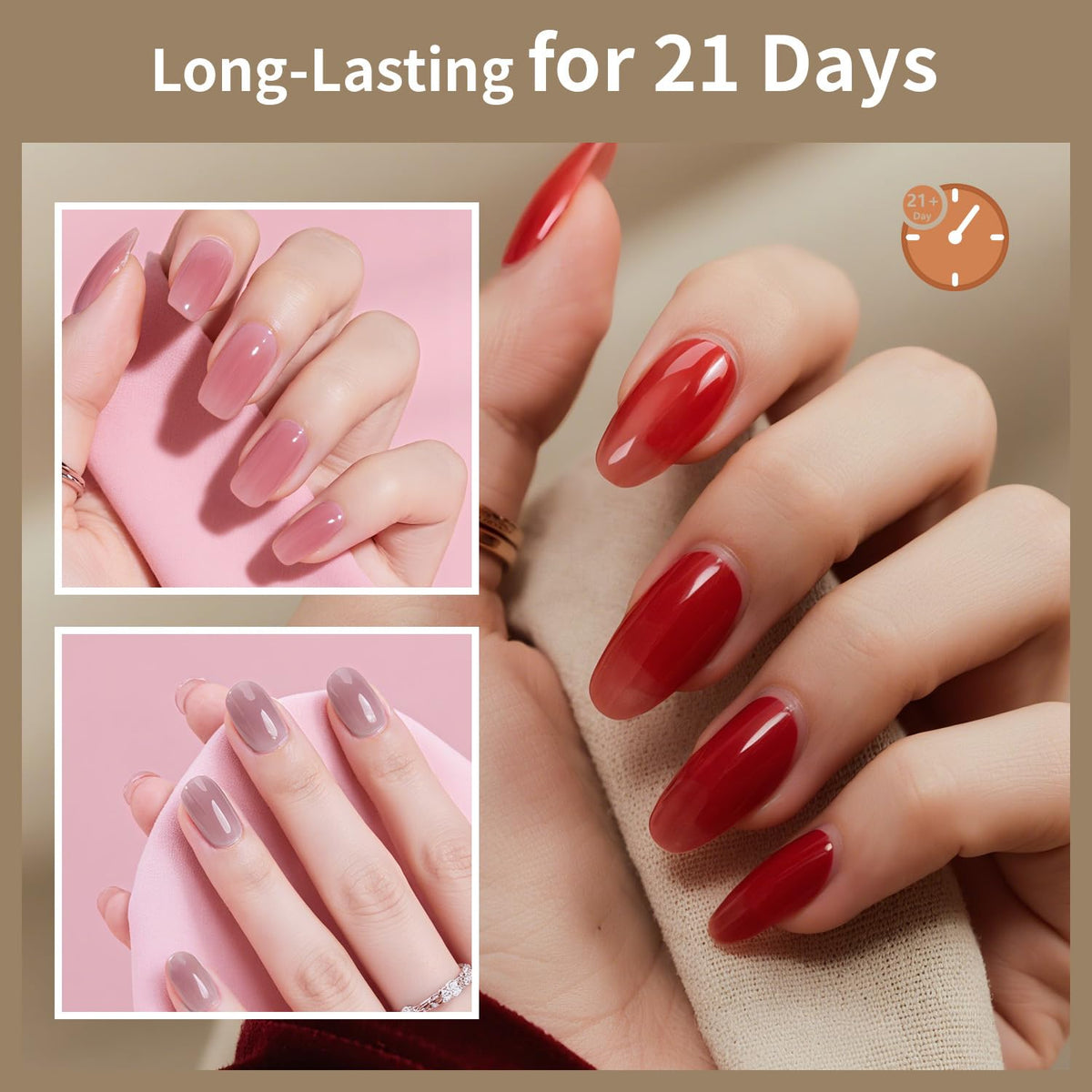 Close-up of JODSONE jelly gel polish in vibrant colours
