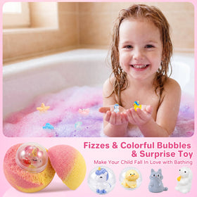 Close-up of JOFEI bath bomb fizzing in water