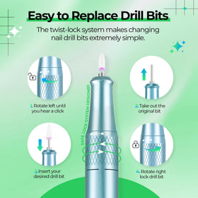 Close-up of JOSGLOI nail drill bits included in the kit