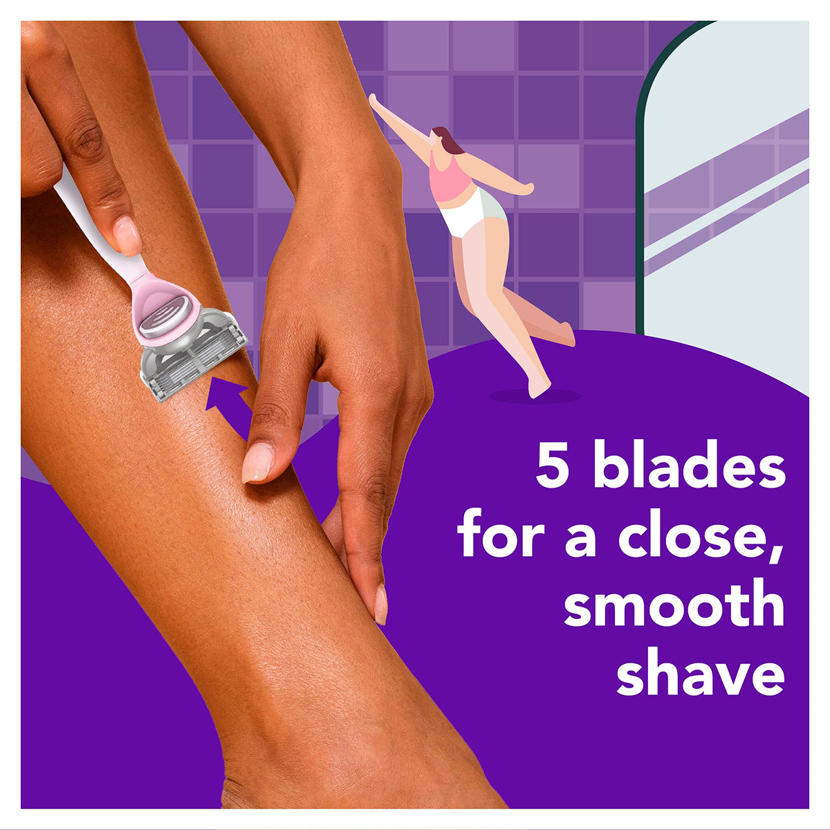 Close-up of JOY razor blade cartridge showing 5 blades