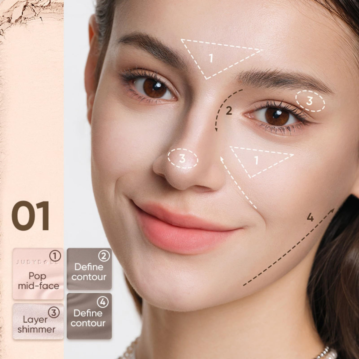 Close-up of JUDYDOLL Contour Palette creamy powder texture