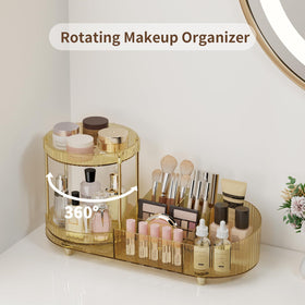 Close-up of Jywantful Rotating Makeup Organizer compartments