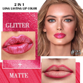 Close-up of Kaely 2-in-1 Bright Red Lipstick and Lip Liner dual ends