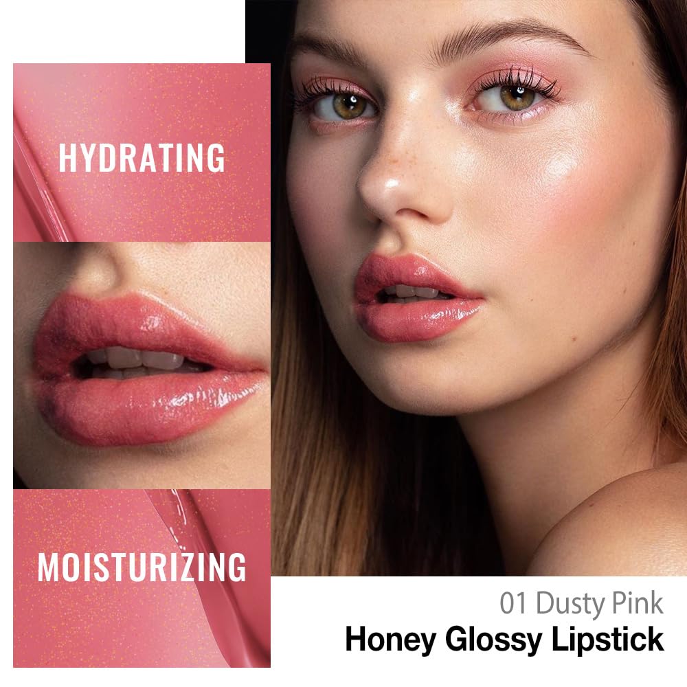 Close-up of Kaely Honey Lipstick Tinted Lip Balm showing the honey hue