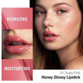 Close-up of Kaely Honey Lipstick Tinted Lip Balm showing the honey hue