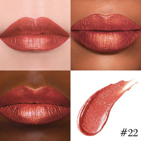 Close-up of Kaely metallic lipstick shade