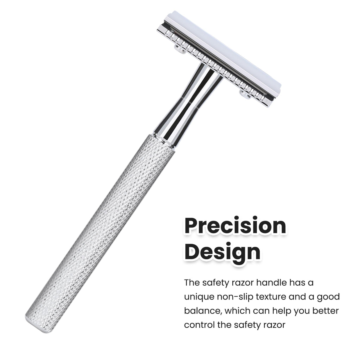 Close-up of Keropy safety razor handle with comfortable grip