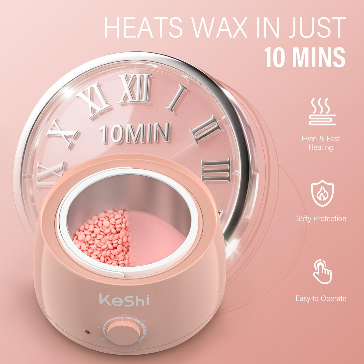 Close-up of KeShi wax warmer with temperature control