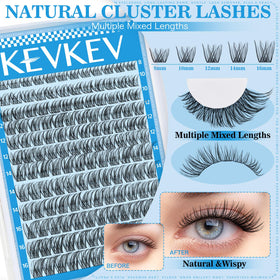 Close-up of KevKev lash clusters showing different lengths
