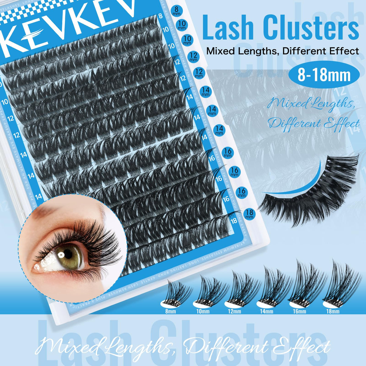 Close-up of KevKev Lash Clusters showing soft, natural appearance