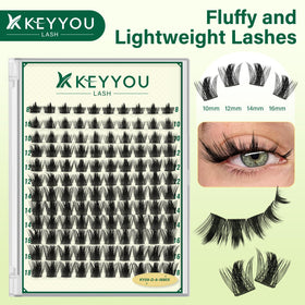 Close-up of KEYYOU KY09 lash clusters showing texture