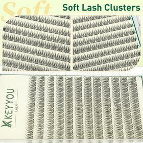 Close-up of KEYYOU KY10 lash clusters showing soft texture
