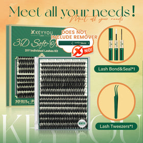 Close-up of KEYYOU lash clusters in packaging